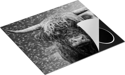 Chefcare Inductie Beschermer Schotse Hooglander Koppel - Man en Vrouw - Zwart Wit - 60x50 cm - Afdekplaat Inductie - Kookplaat Beschermer - Inductie Mat