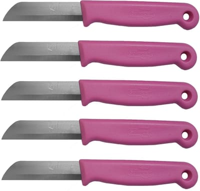 Solingen Schilmesje – RVS Glad – 16 cm met Blade Cover – Roze – 5 Stuks