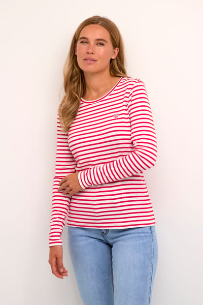T-shirt met lange mouwen Regular fit Chalk / Virtual Pink Stripe pink white