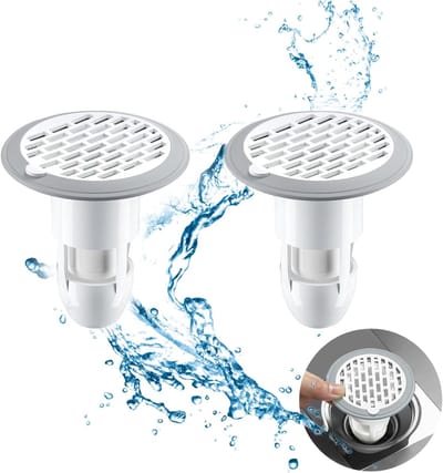 2-stuks afvoerplug - Waterafvoerdeksel - Voorkomt verstoppingen - Haarverzamelaar - Afvalfilter - Rioolreiniger - Vloerafvoer - Afvoeronderdelen - Geschikt voor gootsteen, keuken, badkamer, toilet - Gebroken wit