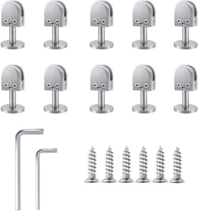 Glasklemmen - Glasbeugels - Balustrades Bevestigen - Verstelbaar en Veilig - 10-pack - Zilverkleurig