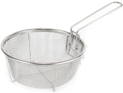 Zylo® Frituurmandje - Opvouwbare frituurmand - Ronde Frituurmand - Zilver - 19cm x 19cm x 10cm