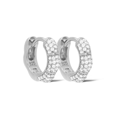 Karma - Oorringen - oorbellen - Hinged Hoops Cellie Zirconia - 925 Sterling Zilver - 1.3 CM
