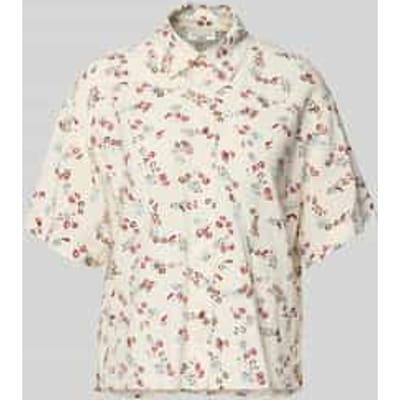 regular fit blouse met korte mouwen van viscosemix
