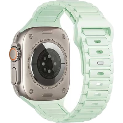 123watches bandje Raveo - siliconen - mintgroen - 38 · 40 · 41 & 42 mm - Geschikt voor Apple Watch series 1/2/3/4/5/6/7/8/9/10/11/12/SE/SE2/SE3
