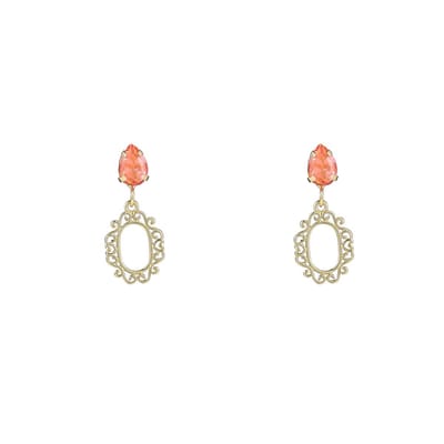 Go Dutch Label Oorknoppen small stone dangle Coral