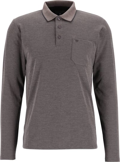 Redmond regular fit polo lange mouw - antraciet melange