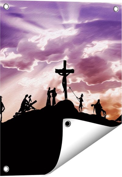 Gards Tuinposter Kruistocht naar het Kruis van Jezus Christus - 40x50 cm - Tuindoek - Tuindecoratie - Wanddecoratie buiten - Tuinschilderij