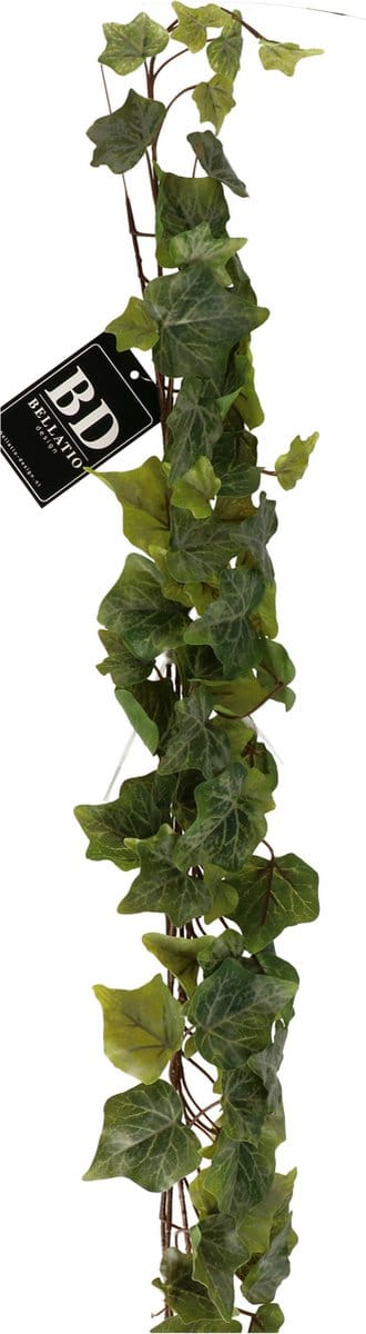 Bellatio Design kunstplant / hangplant slinger - Klimop / hedera - groen - 180 cm - lang - bladeren guirlandes - bladgroen decoratie