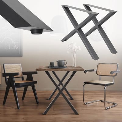 Tafelpoten X-Design - Antraciet Gepoefercoat Staal 60 x 72 cm