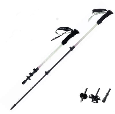 Trekking pole - Trekking pole - Elderly walking stick - 3 adjustable sections - Carbon fiber - Foldable design - Lightweight aluminum adjustable - With wrist strap for shock absorption - Suitable for hiking and daily use