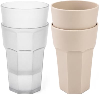 Plasticforte onbreekbare drinkglazen - 8x stuks - kunststof/plastic - mix van twee kleuren - 520 ml - 13 cm