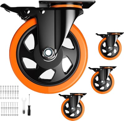Set van 4 Zwenkwielen 5 Inch - Zware Kwaliteit Industrieel Rolwiel