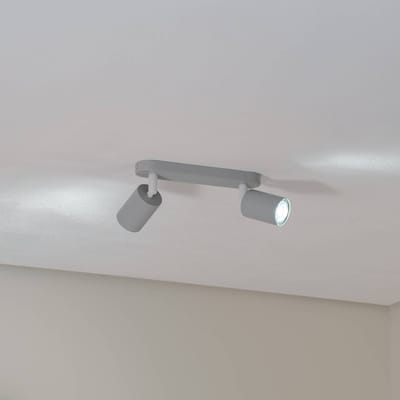 TK Lighting Plafondspot Livia, grijs, 35 cm, 2-lamps, metaal, GU10