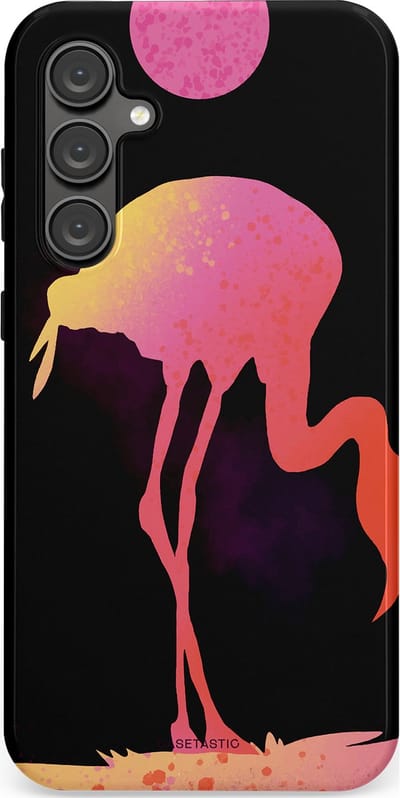 Casetastic Hoesje Geschikt voor Samsung S23 FE - Stijlvolle Beschermende Duo-layer Case - Silhouet Flamingo