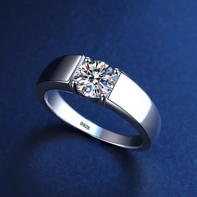 Met Certificaat Unisex Zilver 925 Ring Met 0.5ct Ronde Zirkonia Diamant Solitair Ring Trouwring Geliefde Verlovingssieraden white