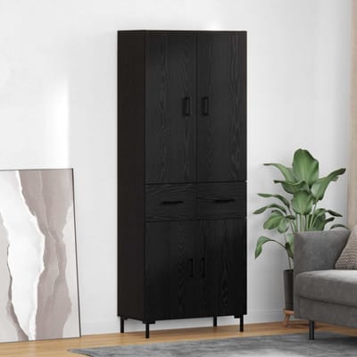 vidaXL Highboard Zwart Eiken 69,5 x 34 x 180 cm Bewerkt hout