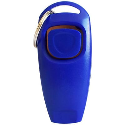 Clicker de dressage pour chien et chat en plastique, accessoire portable, réglable, sonore, porte-clés, fournitures pour chiens bleu