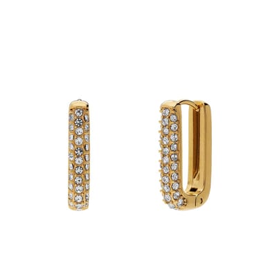 Lucardi Dames Stainless steel oorringen met kristal voor dames - Oorbellen - Staal - Goudkleurig