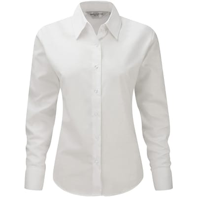Russell Collectie Heren Lange Mouw Easy Care Oxford Shirt (Wit)