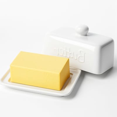 Grote Witte Keramische Botervloot met Deksel voor 500g en 250g, Duurzame Porseleinen Bewaarbox voor Boter, Kaas en Snacks, Vaatwasserbestendig Keukenaccessoire