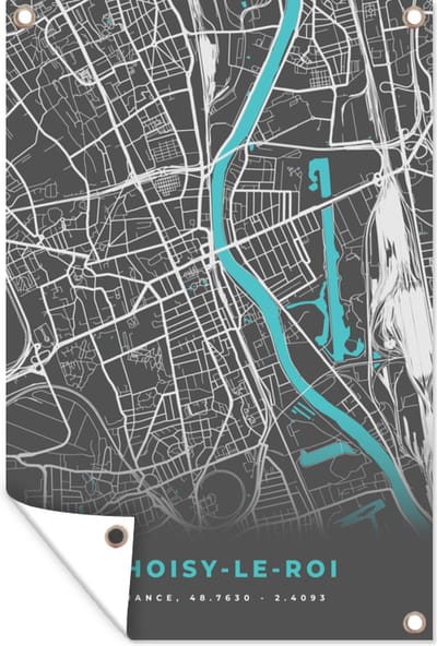 Muurdecoratie Plattegrond - Stadskaart - Kaart - Frankrijk - Choisy-le-Roi - 120x180 cm - Tuinposter - Tuindoek