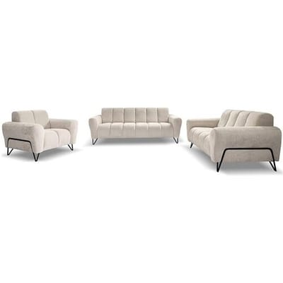 BeautySofa24 3-zitsbank Volare met metalen poten beige