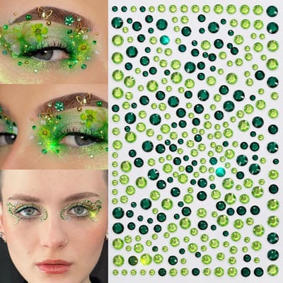 1 Vel Groene Zelfklevende Gezicht Steentjes, Meerdere Maten Gezicht Groen Donkergroen Steentjes Stickers, Voor Gezicht Oog Make-up Nagels Lichaam Knutselen groen
