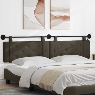 vidaXL - Hangend - hoofdbord - Met - LED-verlichting - Grijs - Kunstleer