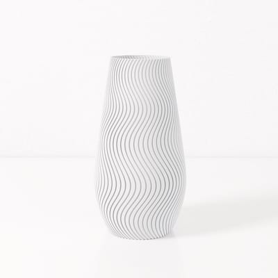 Fleuriek vaas SOFIA - Wit H30 cm - Smalle designvaas voor tafel of dressoir - Golvend patroon