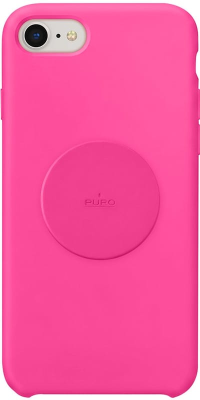 Puro, Hoesje geschikt voor iPhone 6 / 7 / 8 / SE (2022) - Icon Series Siliconen met Metalen Plaat, Fuchsia