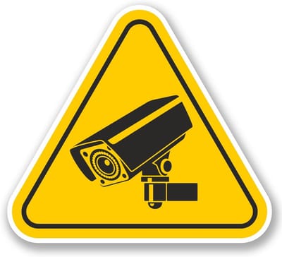 2 x Veiligheidssticker Camera Bewaking Bord voor Winkel of Laptop - Weerbestendig