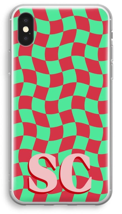 Gepersonaliseerd - Case Company® - Hoesje geschikt voor iPhone XS hoesje - Grid Monogram - Soft Cover Telefoonhoesje - Bescherming aan alle Kanten en Schermrand