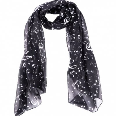 Shawl- Muzieknoten- Zwart- Polyester - Charme Bijoux