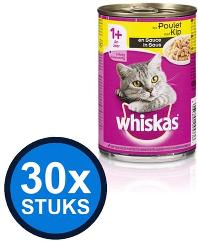 30x Whiskas - Blik Kip - Kattenvoer Natvoer - 400g
