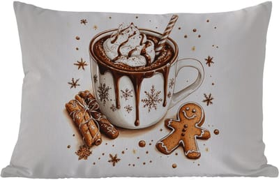 Buitenkussens - Chocomel - Decoratie - Koek - Winter - Kerst - 60x40 cm - Weerbestendig
