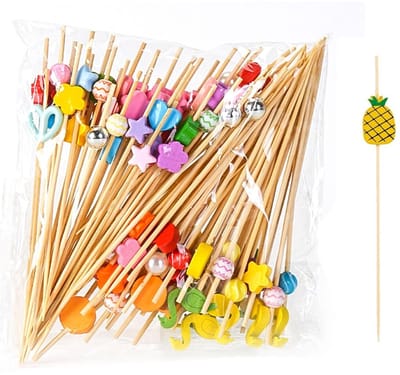 Dailygoods- Fruitspiesen 200 stuks - Veelkleurig - Cocktailspiesen - Kebabspiesen - Dessertspiesen - 12 cm lengte - Duurzaam ontwerp - Cocktailprikker