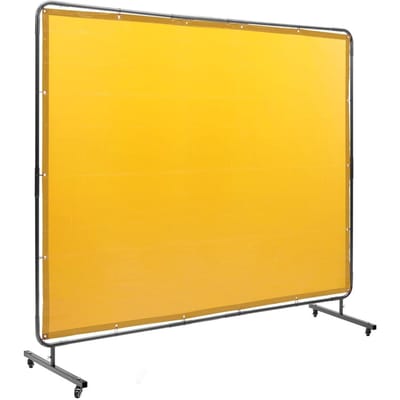 Lasafscherming met Frame, 6' x 8' Lasgordijn Scherm, Vlamwerend Vinyl Lasbeschermingsscherm op 4 Zwenkwielen (2 Afsluitbaar), Verplaatsbaar &