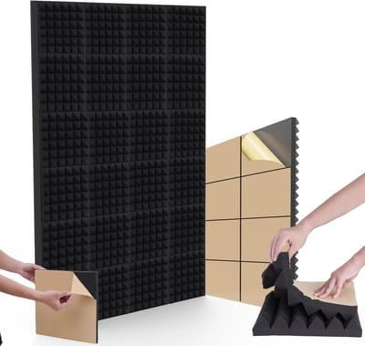 Akoestisch Schuim - Geluidsisolatie Panelen - Studio Opnames - Zelfklevend Piramide Design - 30x30x5 cm - Zwart