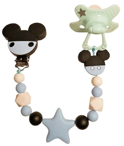 Blauw-zwarte speenketting met M.Mouse en ster – extra sterk dubbel touw | Luxecadeaumanden