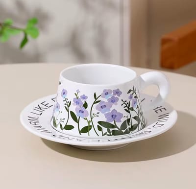 Bloemen Theekop & Schotel Set - Luxe Cadeauverpakking - Vintage Design