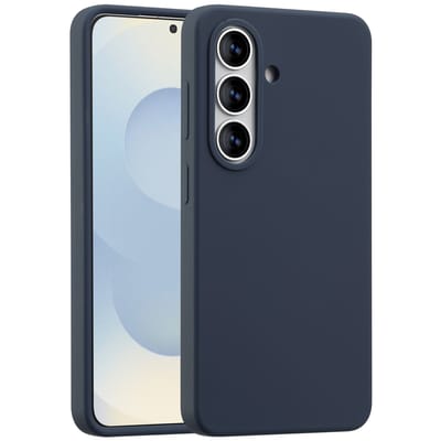 Accezz Hoesje - Geschikt voor Samsung Galaxy S26 - Liquid Silicone Backcover met Magnetische Ring - Donkerblauw