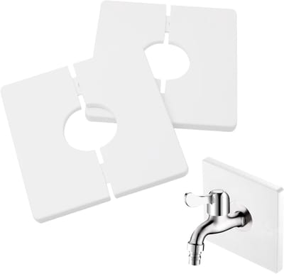 Decoratieve Douchekap, Vierkante Zelfklevende PVC Buiskap voor het Bedekken van Draden, Kranen en Gaten in Muren, Ideaal voor Badkamer en Keuken (Wit)