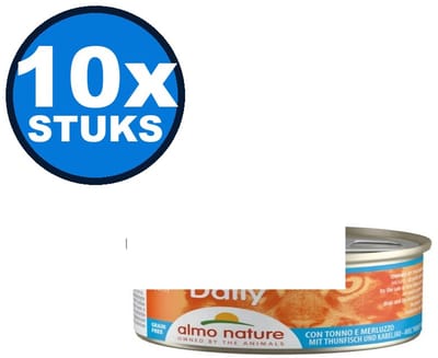 10x Almo Nature Daily Mousse - Tonijn & Kabeljauw - Kattenvoer Natvoer - 85g