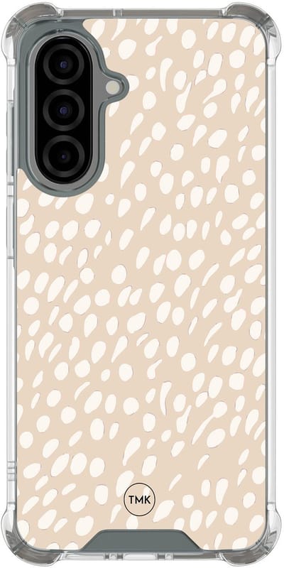 Shockproof hoesje geschikt voor Samsung Galaxy A56 - Sand dots - Schokbestendig - Verhoogde randen - TPU case - Extra Sterke Back Cover - Gestipt - Transparant, Beige