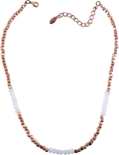 Behave - Ketting - koperkleur metaal - 42 cm lang - facet geslepen glaskraal + 7,5 cm verlengketting