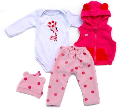 Poppenkleding Set - Babypop Outfit - Poppen Aankleden - Handgemaakte Kwaliteit - 5 Delig - Roze