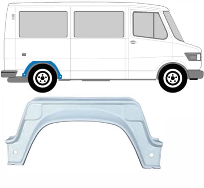 Reparatiepaneel achterste wielkast voor Mercedes T1 207-410 1977-1995 / Rechts