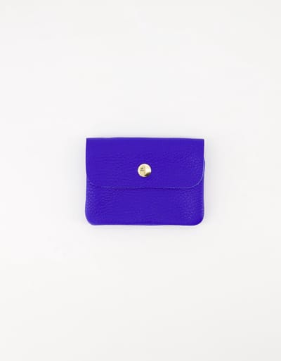 portemonneetje-leer- konings blauw -klein -met ritsje -voor pasjes