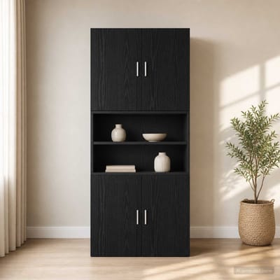 vidaXL - Wandkast - Zwart - eiken - 80 - x - 42,5 - x - 64 - cm - Bewerkt - hout